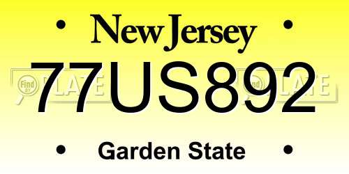 77US892 New Jersey License Plate