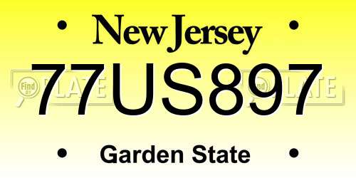 77US897 New Jersey License Plate