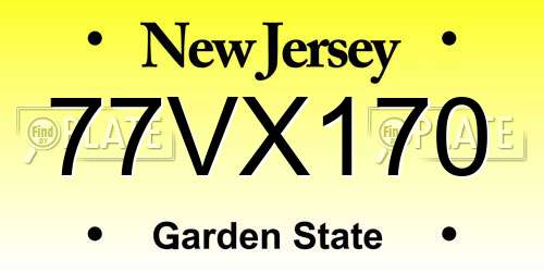 77VX170 New Jersey License Plate