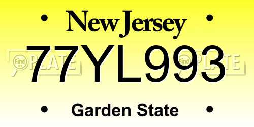 77YL993 New Jersey License Plate