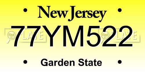 77YM522 New Jersey License Plate