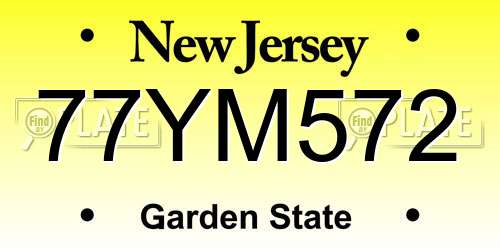 77YM572 New Jersey License Plate