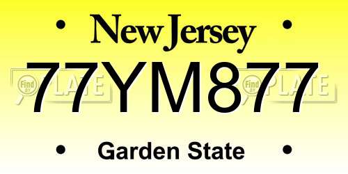 77YM877 New Jersey License Plate