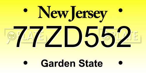77ZD552 New Jersey License Plate