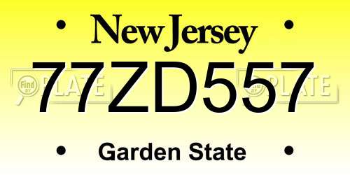 77ZD557 New Jersey License Plate