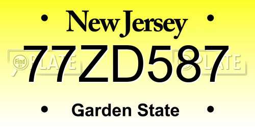77ZD587 New Jersey License Plate