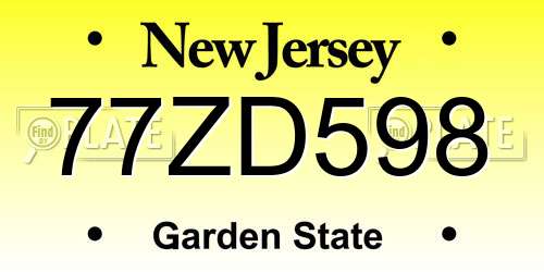 77ZD598 New Jersey License Plate