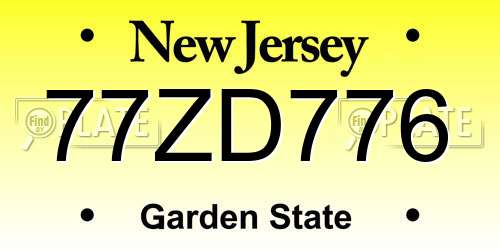 77ZD776 New Jersey License Plate