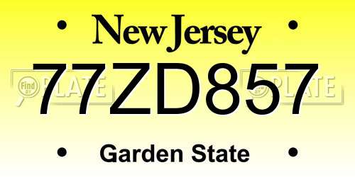 77ZD857 New Jersey License Plate