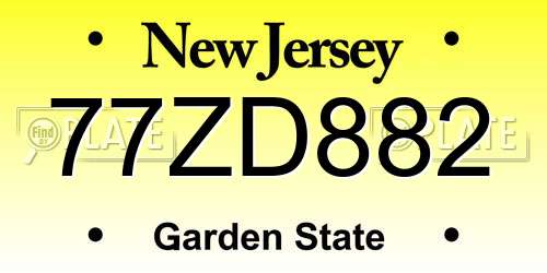 77ZD882 New Jersey License Plate