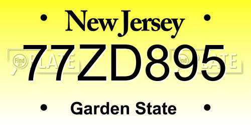 77ZD895 New Jersey License Plate