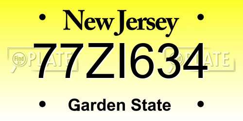 77ZI634 New Jersey License Plate