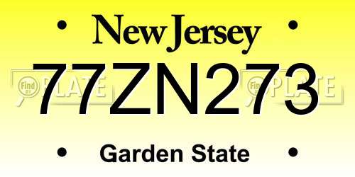 77ZN273 New Jersey License Plate