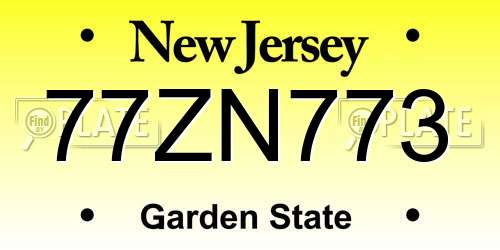 77ZN773 New Jersey License Plate