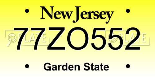 77ZO552 New Jersey License Plate