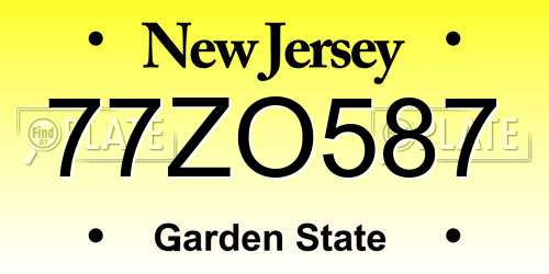77ZO587 New Jersey License Plate