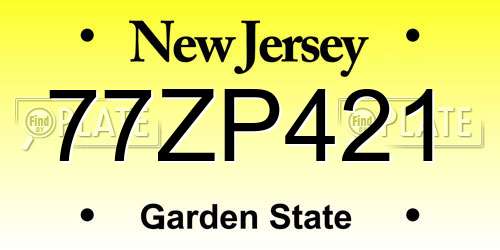77ZP421 New Jersey License Plate