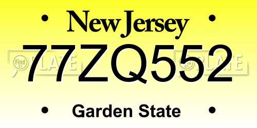 77ZQ552 New Jersey License Plate