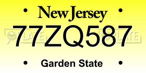 77ZQ587 New Jersey License Plate