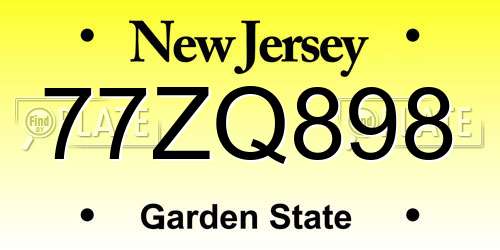 77ZQ898 New Jersey License Plate
