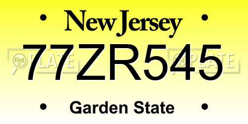77ZR545 New Jersey License Plate