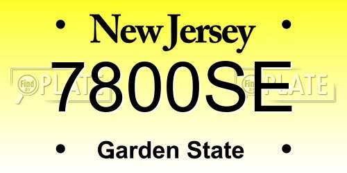 7800SE New Jersey License Plate