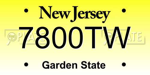 7800TW New Jersey License Plate