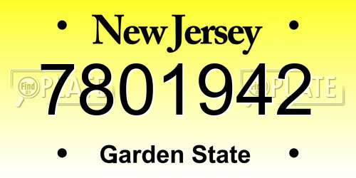 7801942 New Jersey License Plate