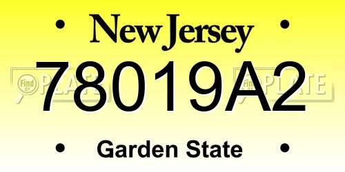 78019A2 New Jersey License Plate
