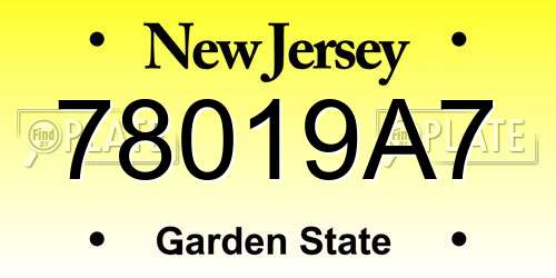 78019A7 New Jersey License Plate