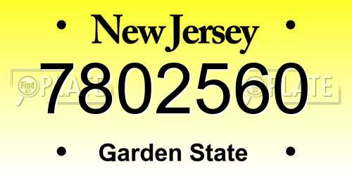 7802560 New Jersey License Plate