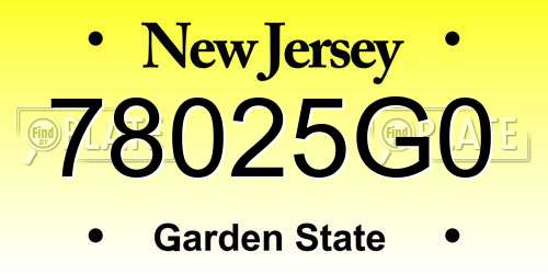 78025G0 New Jersey License Plate