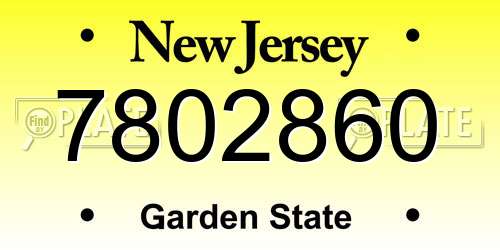 7802860 New Jersey License Plate