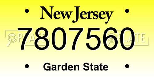 7807560 New Jersey License Plate
