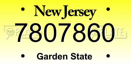 7807860 New Jersey License Plate