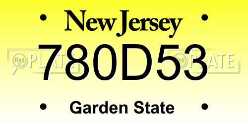 780D53 New Jersey License Plate