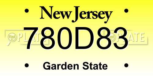 780D83 New Jersey License Plate