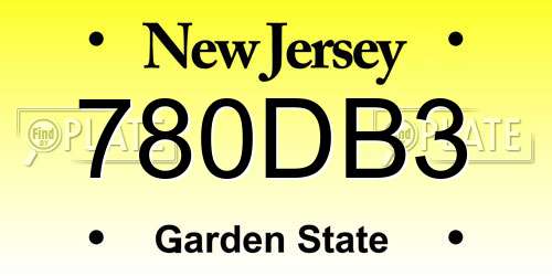 780DB3 New Jersey License Plate
