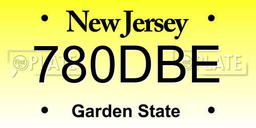780DBE New Jersey License Plate