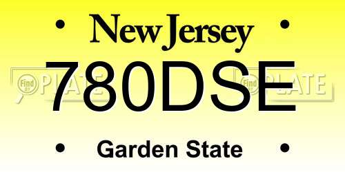 780DSE New Jersey License Plate