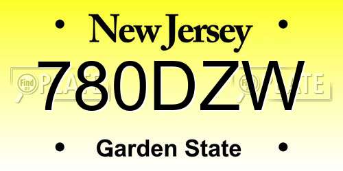 780DZW New Jersey License Plate