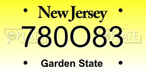 780O83 New Jersey License Plate