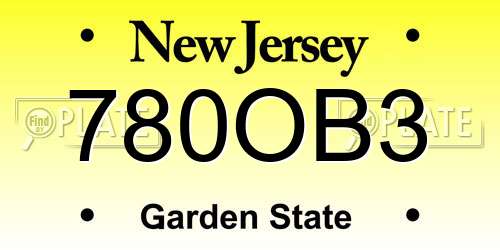780OB3 New Jersey License Plate