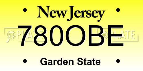 780OBE New Jersey License Plate
