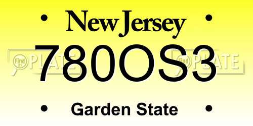 780OS3 New Jersey License Plate
