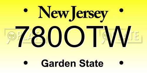 780OTW New Jersey License Plate
