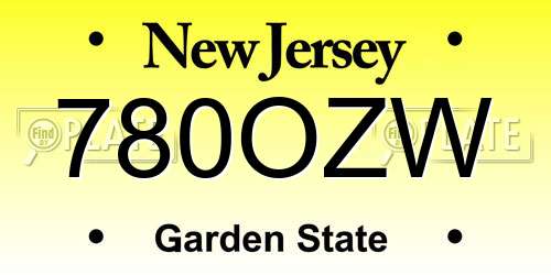 780OZW New Jersey License Plate