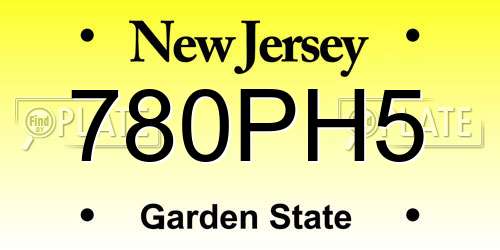 780PH5 New Jersey License Plate