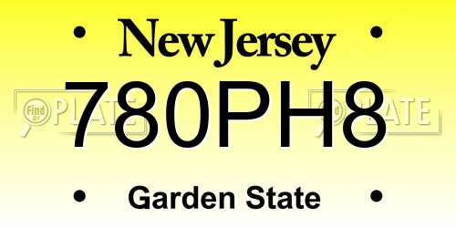 780PH8 New Jersey License Plate