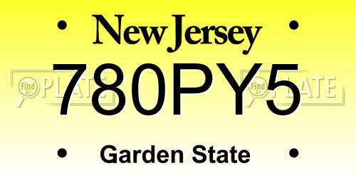 780PY5 New Jersey License Plate